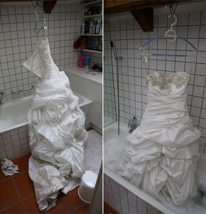 Домашняя чистка  свадебного платья